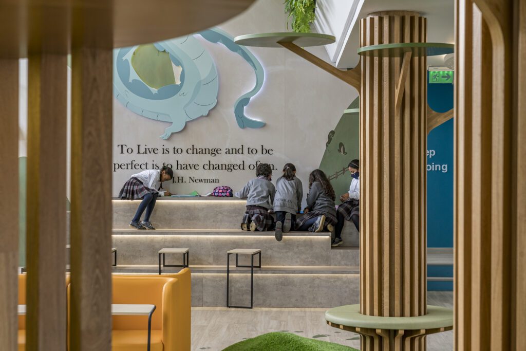 Stepped formations at the CREA Library, Newman School, Colombia