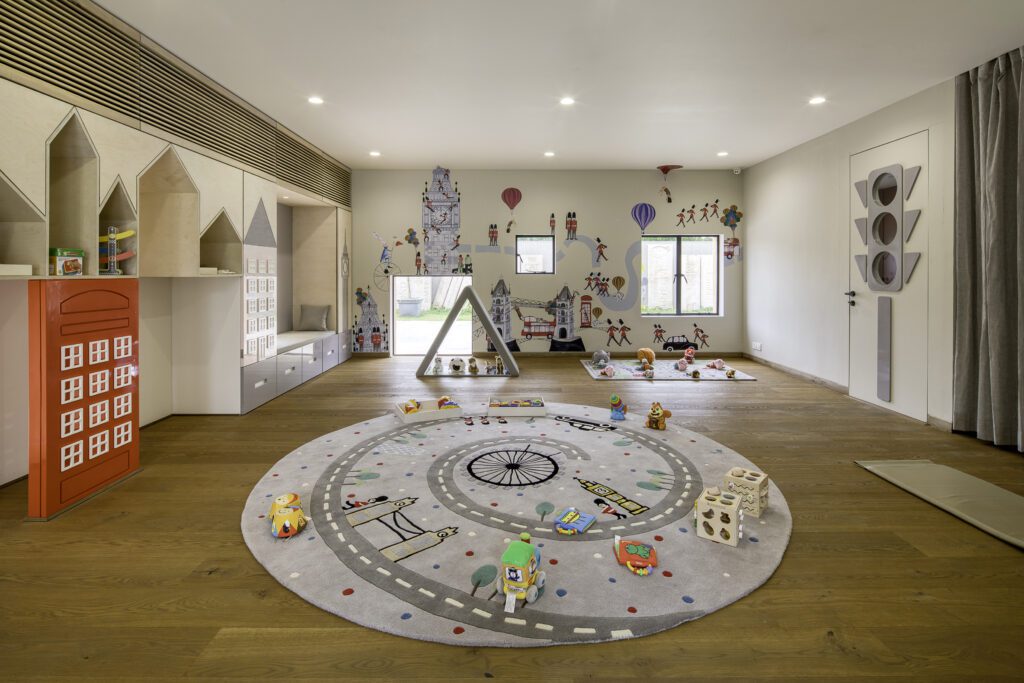 Playful Rugs and Toys inside classroom at Toy Blocks Playschool in Ahmedabad