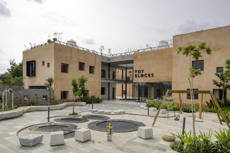 Small water ponds for kids inside Toy Blocks Kindergarten, Ahmedabad featured on GLSN