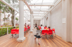 Cafeteria and Dining Deck at Red House International School, Brazil