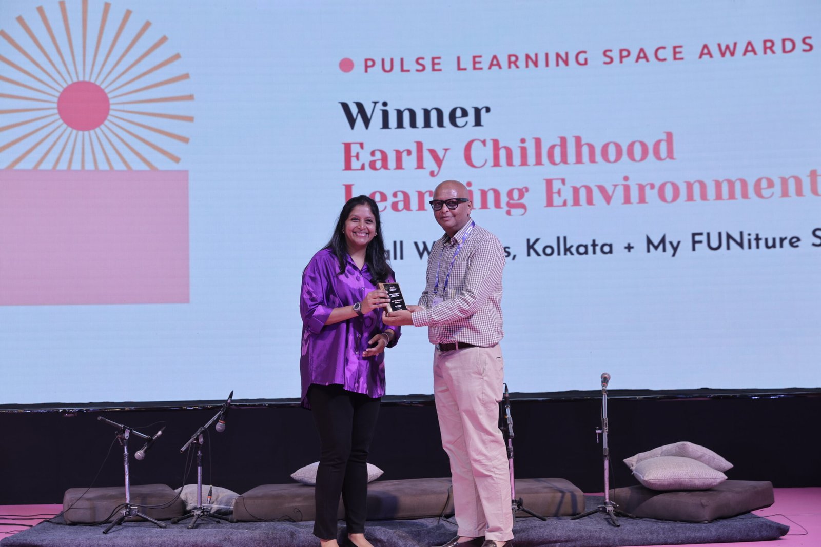 My FUNiture Story receiving the Early Childhood Learning Environment award on stage at the PULSE 2026 Gala